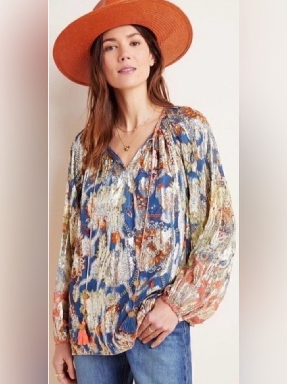 223 Anthropologie Verb Pallavi Singhee Stephania Shimmer Blouse M